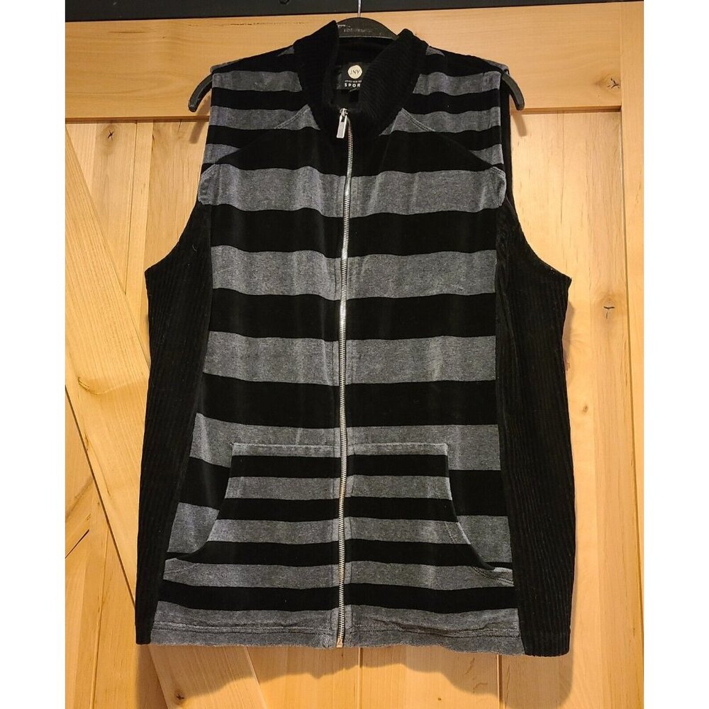 Jones New York Sport Vest Women’s Size 1X Black Grey Zip Corduroy Soft Cozy